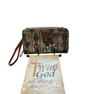 Sakroots floral Patterned  Wallet with Strap 7 “ wide